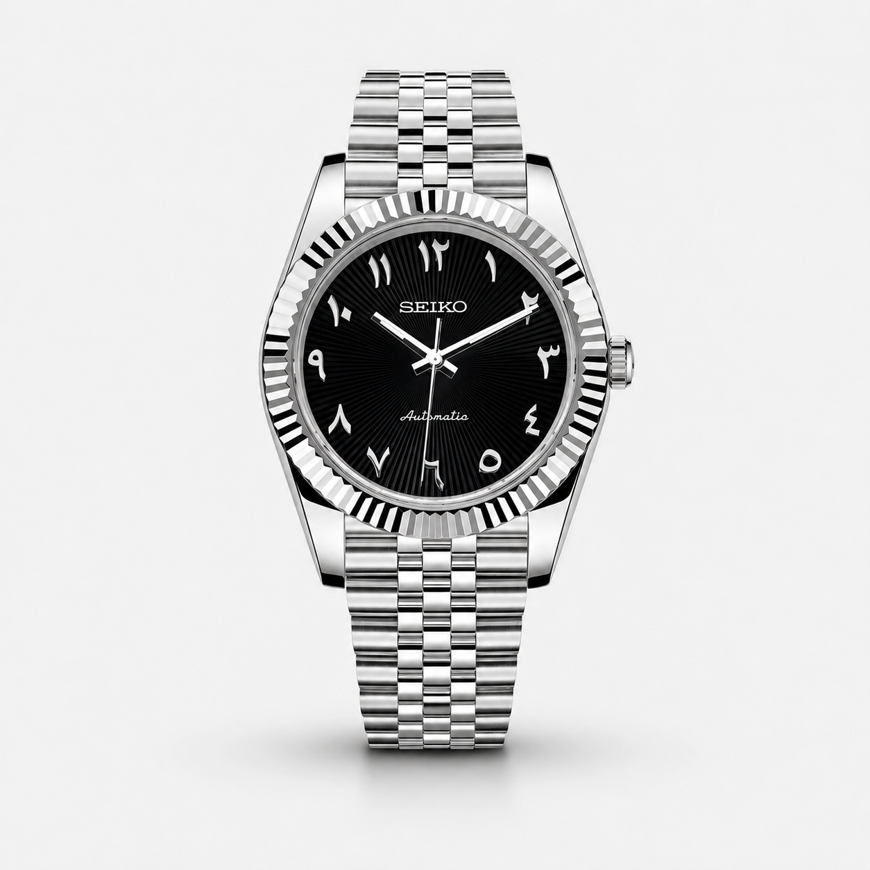 Seiko Mod Datejust "Black Textured Arabic"