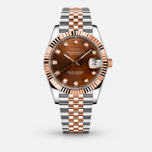 Seiko Mod Diamond Datejust "Two-Tone Crystal Champagne"