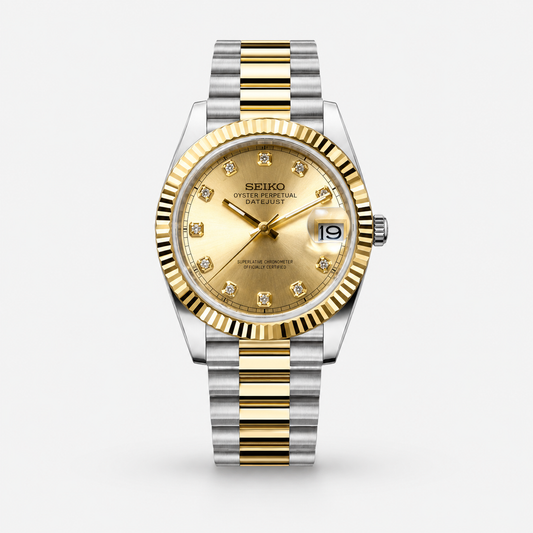 Seiko Mod Diamond Datejust "Two-Tone Gem Gold"