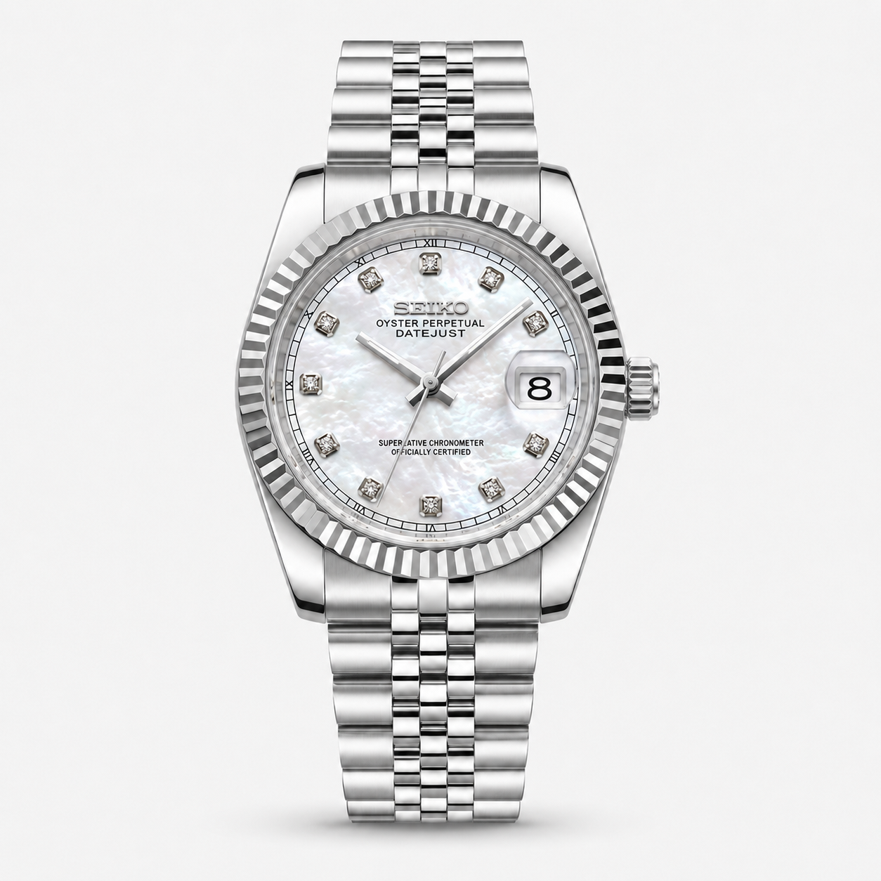 Seiko Mod Diamond Datejust "Pearl Dial"