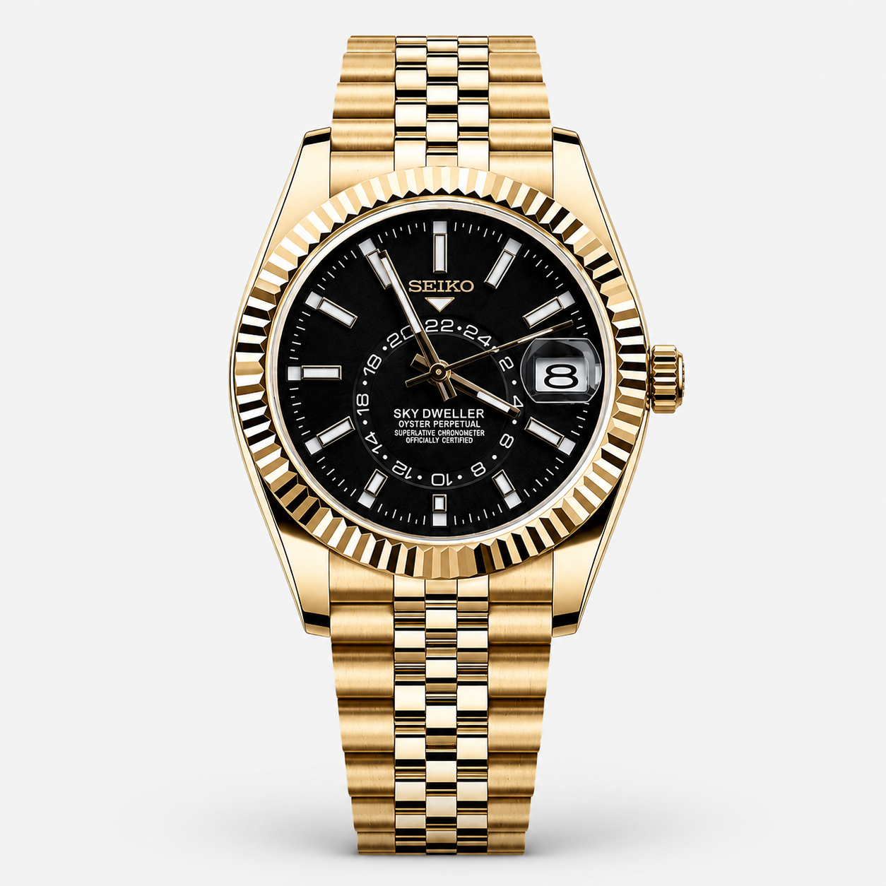 Seiko Mod Sky-Dweller "Gold Black Dial"
