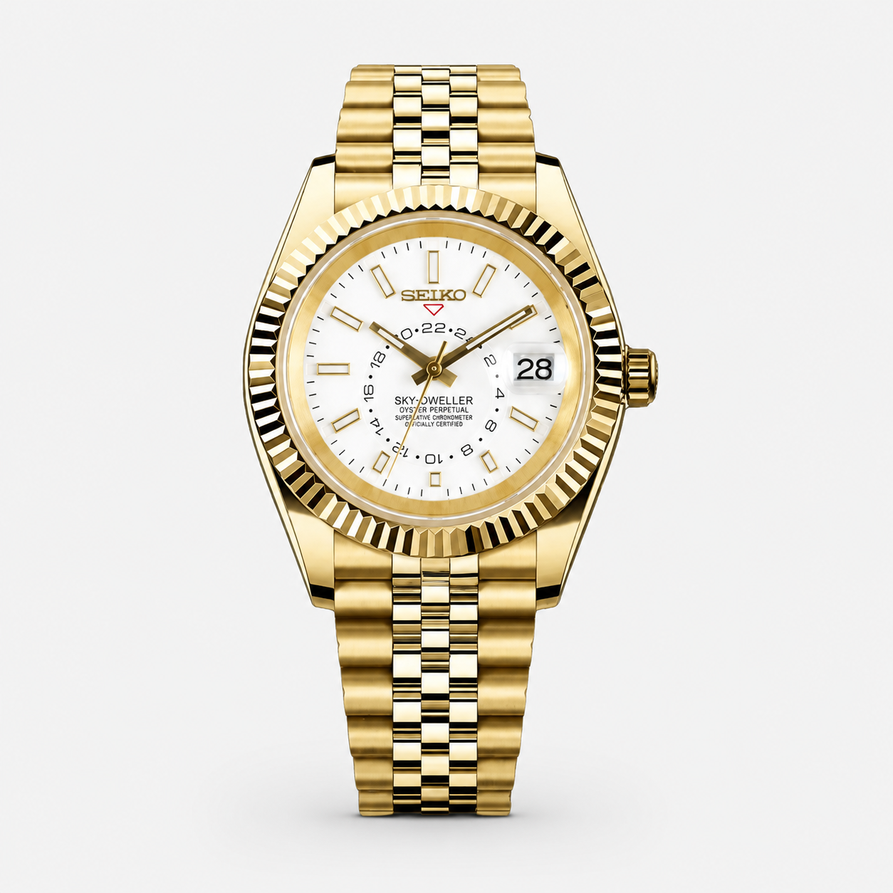 Seiko Mod Sky-Dweller "Gold White Dial"