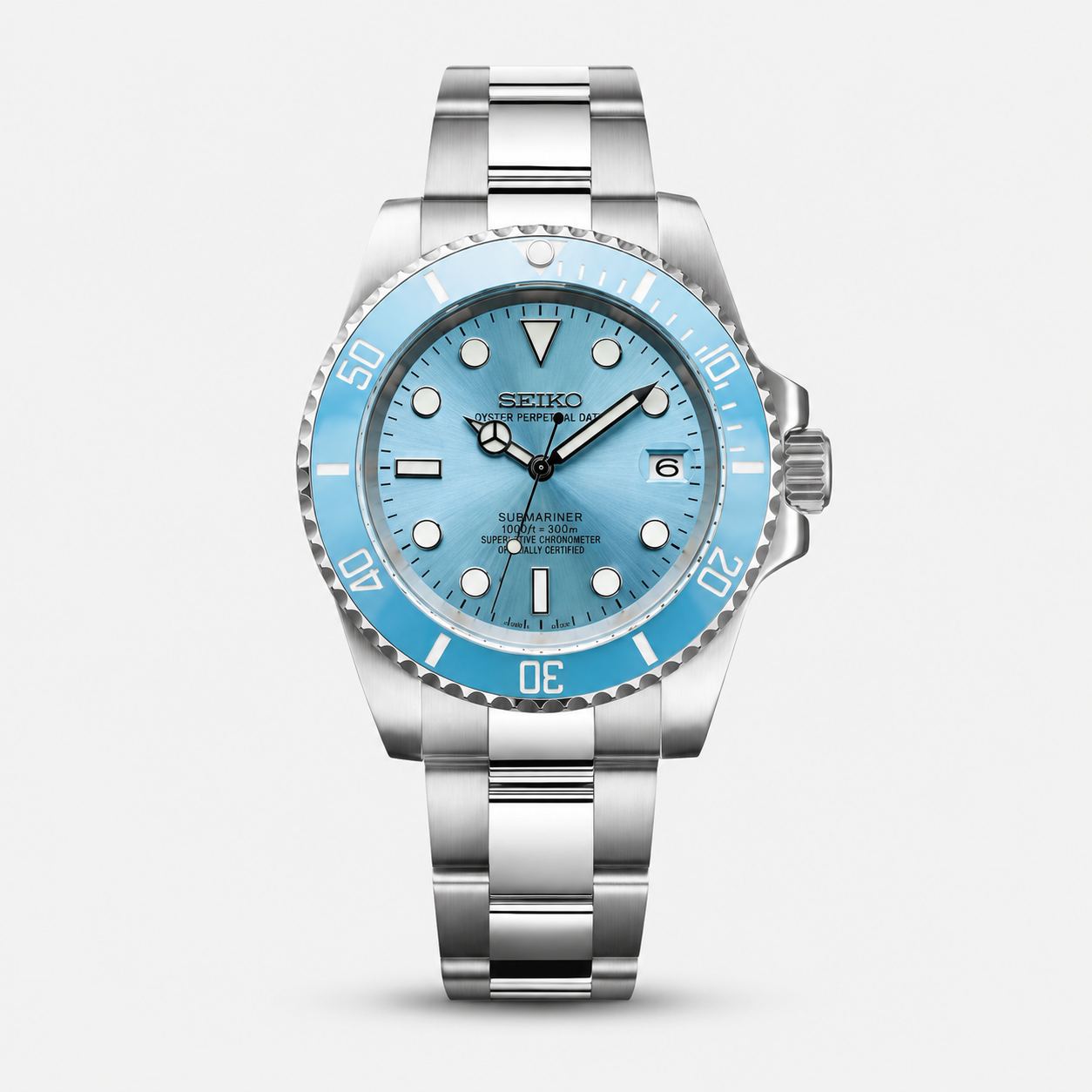 Seiko Mod Submariner "Baby Blue"