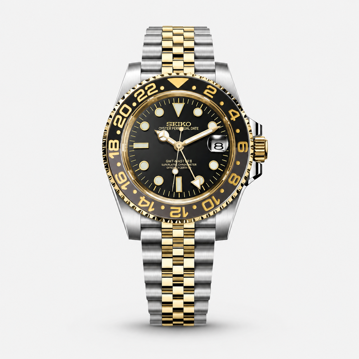 Seiko Mod GMT MASTER II "Two Tone Gold/Black"