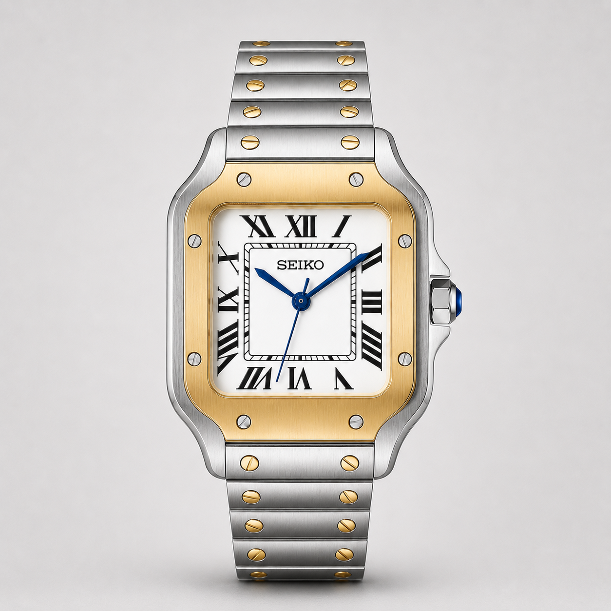 Seiko Mod Santos "Two Tone Gold & Steel"
