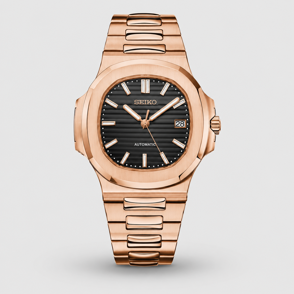 Seiko Mod Nautilus "Rose Gold Black"