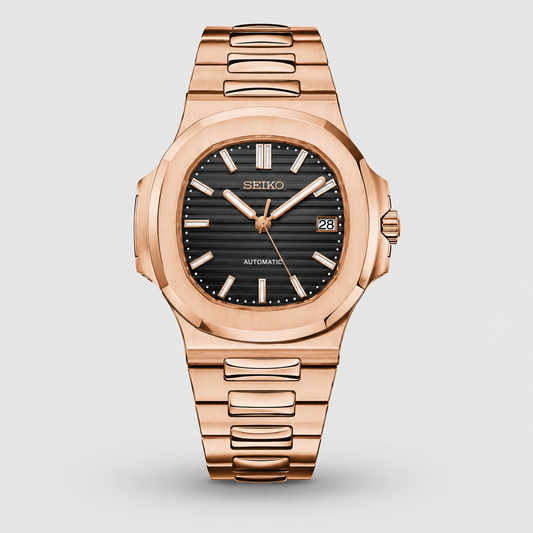 Seiko Mod Nautilus "Rose Gold Black"