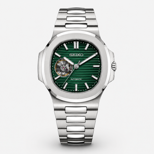 Seiko Mod Nautilus "Open Heart Green"