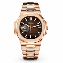 Seiko Mod Nautilus "Open Heart Rose Gold Chocolate"