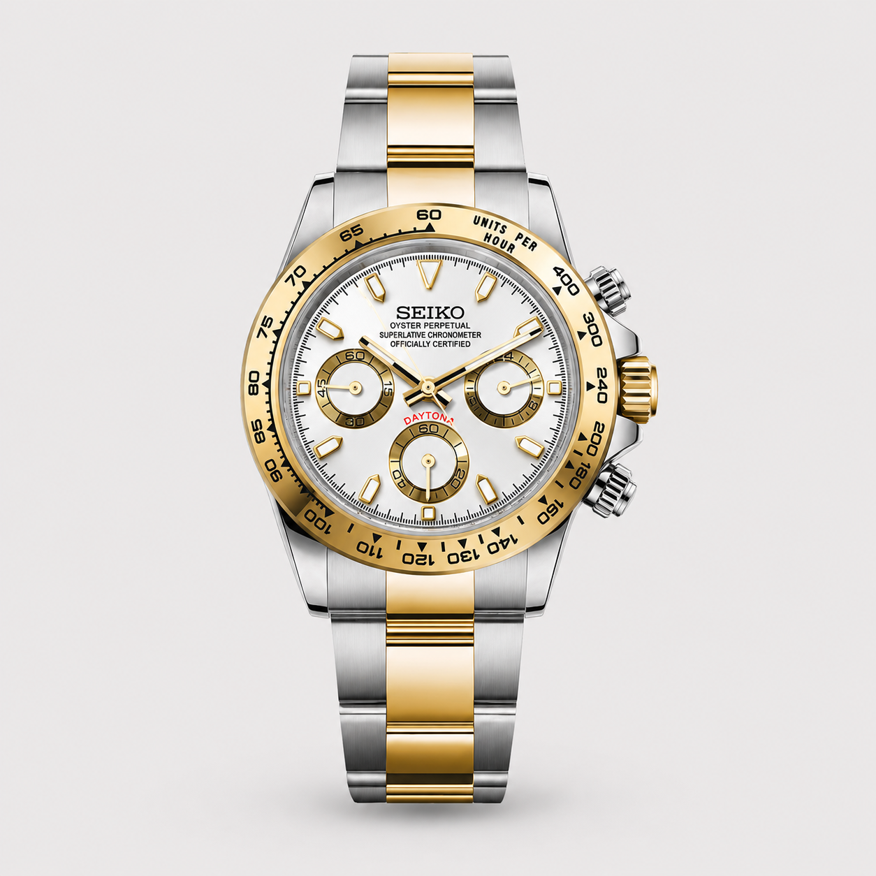 Seiko Mod Daytona "Two Tone Gold/White"