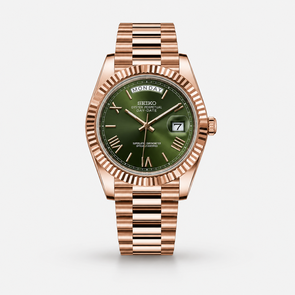 Seiko Mod Day-Date "Rose Gold/Green"