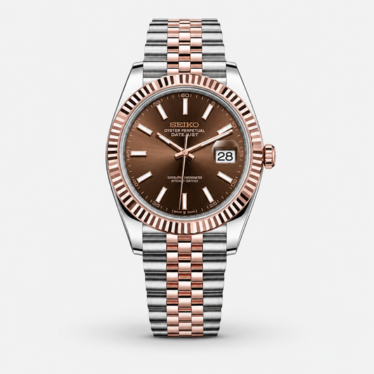 Seiko Mod Datejust "Two-Tone Rose Gold Chocolate"