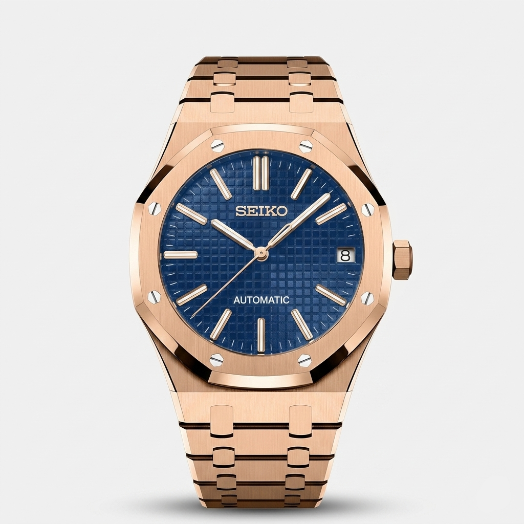 Seiko Mod Royal Oak "Rose Gold/Blue"