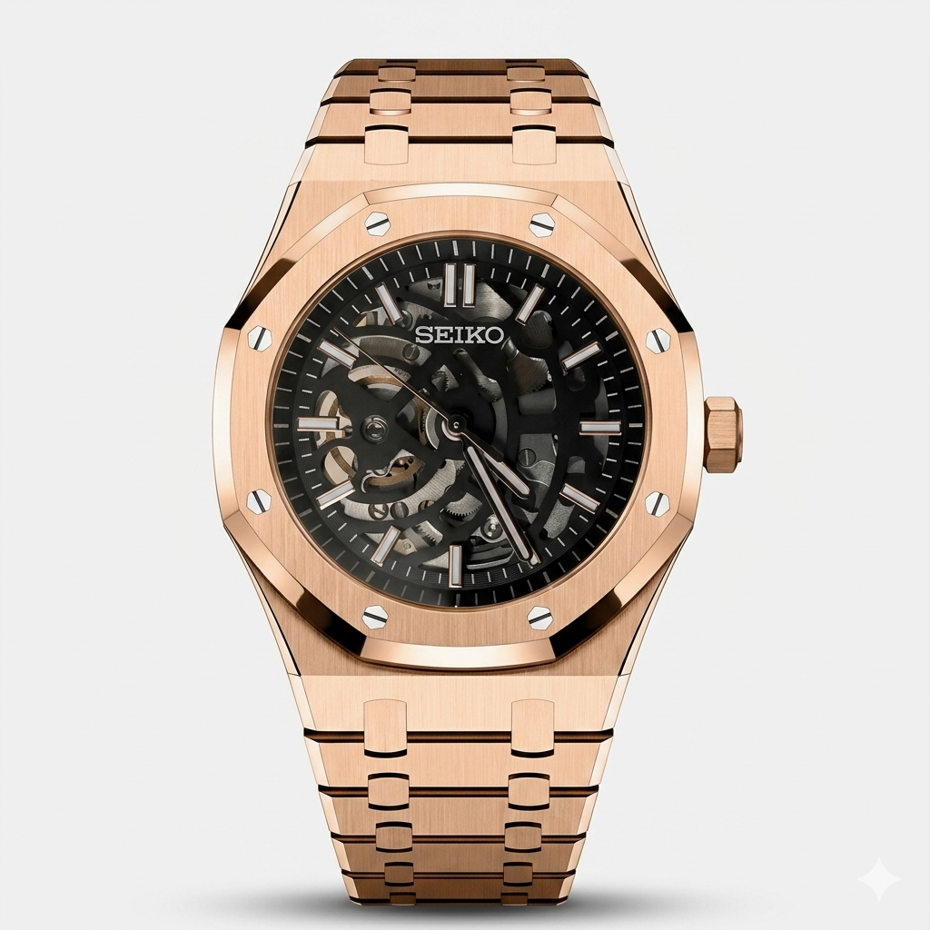 Seiko Mod Royal Oak Skeleton "Rose Gold"