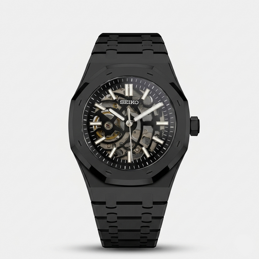 Seiko Mod Royal Oak "Skeleton Full Black"